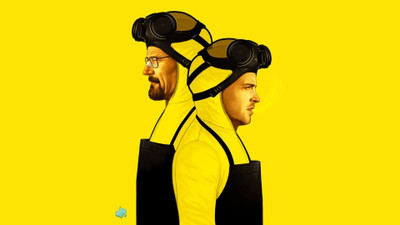 

Aabhaas Wall Poster-Breaking-Bad-Jessie-Pinkman-Walter-White-yellow Paper Print(12 inch X 18 inch, Rolled)
