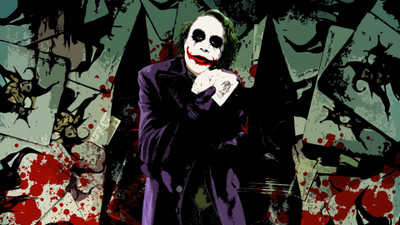 

Aabhaas Wall Poster movies-Batman-The-Dark-Knight-Joker-MessenjahMatt-cards-paint-splatter Paper Print(12 inch X 18 inch, Rolled)
