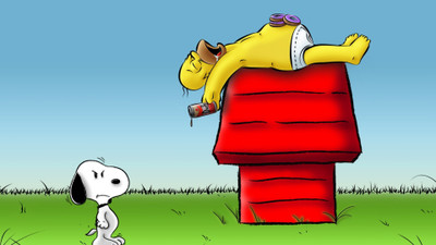 

TV Show The Simpsons Homer Simpson Snoopy HD Wall Poster Paper Print(12 inch X 18 inch, Rolled)