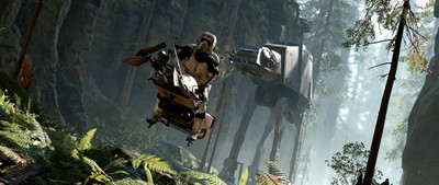 

Aabhaas Wall Poster Star-Wars-Star-Wars-Battlefront-video-games-atat-speeder-bike-Battle-of-Endor-ultrawide Paper Print(12 inch X 18 inch, Rolled)