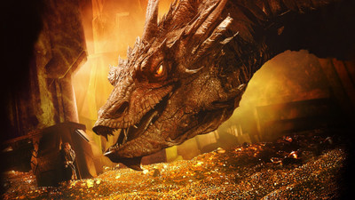 

Akhuratha Wall Poster-The-Hobbit-The-Desolation-of-Smaug-Smaug-Bilbo-Baggins-dragon-treasure-gold Paper Print(12 inch X 18 inch, Rolled)
