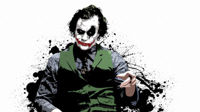 

Aabhaas Wall Poster Joker-The-Dark-Knight-paint-splatter-Batman-MessenjahMatt Paper Print(12 inch X 18 inch, Rolled)