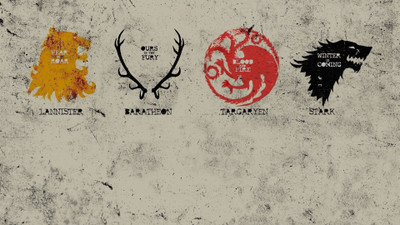

Aabhaas Wall Poster-Game-of-Thrones-House-Stark-House-Targaryen-House-Lannister-House-Baratheon-sigils Paper Print(12 inch X 18 inch, Rolled)