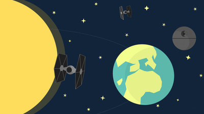 

Aabhaas Wall Poster minimalism-Star-Wars-artwork-Earth-Death-Star-TIE-Fighter Paper Print(12 inch X 18 inch, Rolled)