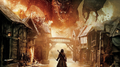 

Aabhaas Wall Poster-The-Hobbit-The-Battle-of-the-Five-Armies-dragon-warrior Paper Print(12 inch X 18 inch, Rolled)