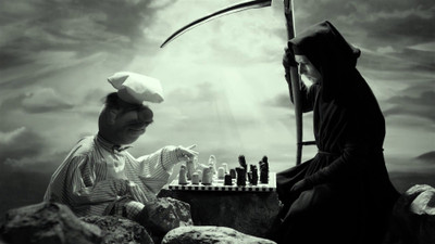 

Akhuratha Wall Poster digital-art-Grim-Reaper-death-dark-scythe-monochrome-spooky-chess-board-games-rock-sunlight-clouds-cook-hoods-hat-The-Seventh-Seal-movies-artwork-fan-art-pawns Paper Print(12 inch X 18 inch, Rolled)