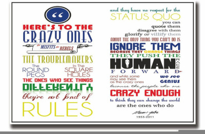

Akhuratha Wall Poster -steve-jobs-here-is-to-the-crazy-ones-par-bmunhyzrkzf Paper Print(18 inch X 12 inch, Rolled)