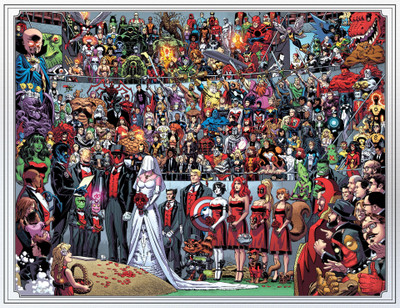 

Aabhaas Wall Poster Deadpool-Spider-Man-Marvel-Comics-marriage-Captain-America-Domino-shiklah-The-Watchers-The-Avengers-Fantastic-Four-comics Paper Print(12 inch X 18 inch, Rolled)