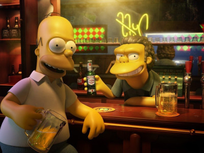 

TV Show The Simpsons Homer Simpson Moe Szyslak HD Wall Poster Paper Print(12 inch X 18 inch, Rolled)