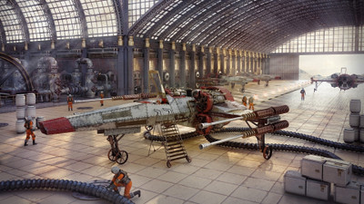 

Aabhaas Wall Poster /-airplane-hangar-Star-Wars-X-wing Paper Print(12 inch X 18 inch, Rolled)