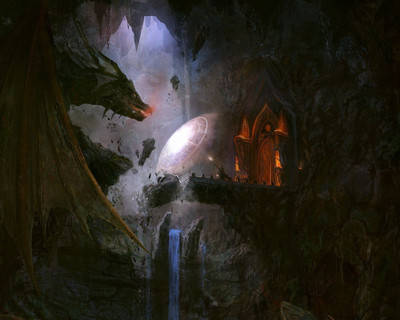 

Aabhaas Wall Poster dragon-waterfall-wizard-bridge-The-Lord-of-the-Rings Paper Print(12 inch X 18 inch, Rolled)