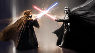 

Aabhaas Wall Poster /-Star-Wars-Darth-Vader-Obi-Wan-Kenobi-lightsaber-artwork Paper Print(12 inch X 18 inch, Rolled)