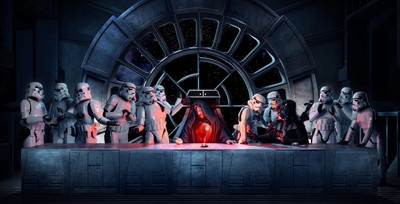 

Akhuratha Wall Poster Darth-Vader-Emperor-Palpatine-stormtrooper-Star-Wars-The-Last-Supper Paper Print(12 inch X 18 inch, Rolled)