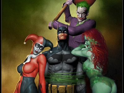 

Comics Batman Joker Harley Quinn Poison Ivy Fine Art Paper Print Poster Fine Art Print(12 inch X 18 inch, Rolled)