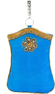 

Bagaholics Ethnic Raw Silk Saree Clutch Mobile Pouch Waist Clip Ladies Purse Gift For Women Mobile Pouch(Blue)