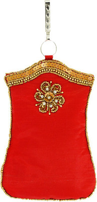 

Bagaholics Ethnic Raw Silk Saree Clutch Mobile Pouch Waist Clip Ladies Purse Gift For Women Mobile Pouch(Red)