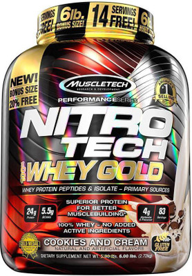 

Muscletech Performance Series Nitrotech 100% Whey Gold Whey Protein(2.72 kg, Cookies & Cream)