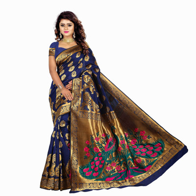 jayant creation Self Design Banarasi Art Silk Saree(Blue)