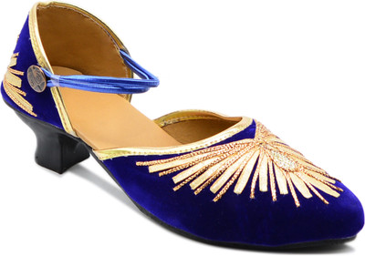 

Myra Handmade Embroidery Bellies For Women(Blue