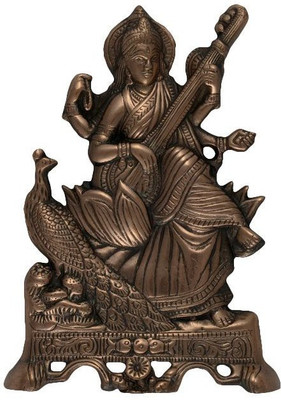 

TheKraftsman Goddess Saraswati Idol In Aluminium Decorative Showpiece - 26 cm(Copper, Aluminium, Copper)