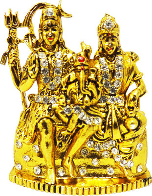 

FABZONE Gold Plated With Stone Finish Lord Shiv Parivar Parvati Statue Hindu God Shanker and Ganesha Sculputer Handicraft Idol Shivratari,Diwali Decorative Spiritual Puja Vastu Car Dashboard Religious Pooja God idol Gift Item & Murti for Mandir / Temple /