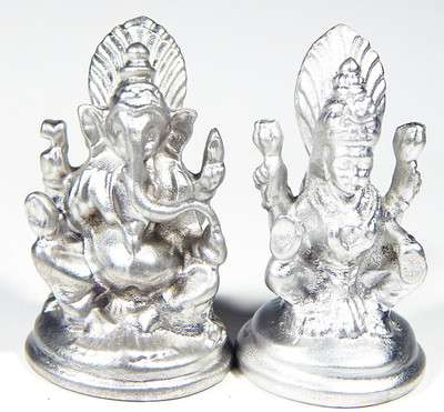 

Numeroastro (Regd) Shri Laxmi Ji & Shri Ganesh Ji Idol In Parad/Mercury Decorative Showpiece - 4.5 cm(Mercury, Silver)