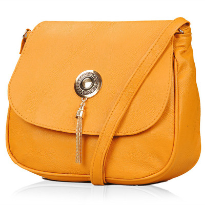 

KATVON Women Formal Yellow Leatherette Sling Bag