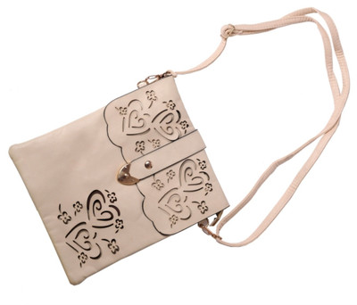 

Tribal Zone Girls Casual White PU, Canvas Sling Bag
