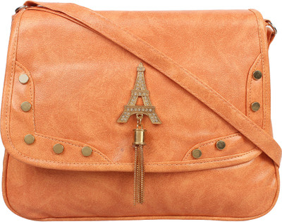 

taps fashion Girls Casual Orange PU Sling Bag