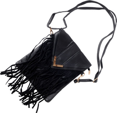 

Tribal Zone Girls Evening/Party Black PU Sling Bag
