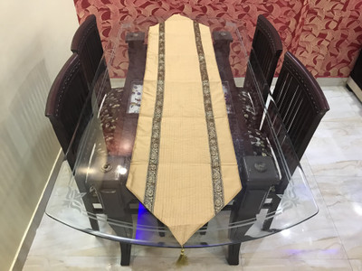 HOME SHINE Beige 180 cm Table Runner(Polyester)
