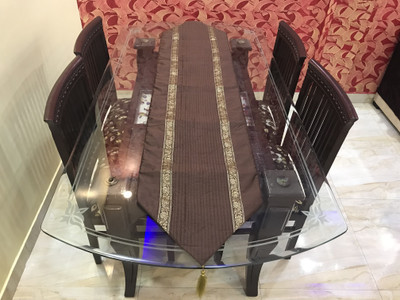 HOME SHINE Brown 180 cm Table Runner(Polyester)