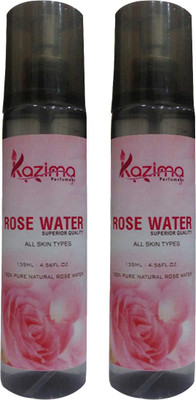 KAZIMA Rose Water (Gulab Jal) Skin Toner Spray (2 Pcs of 135ML) - Pure Natural & Undiluted(135 ml)