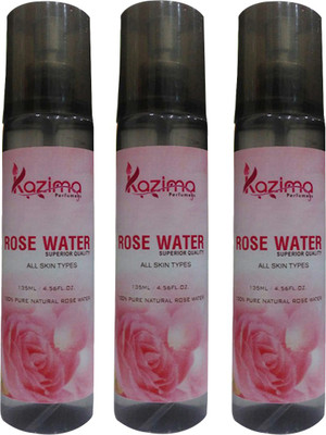 

KAZIMA Rose Water (Gulab Jal) Skin Toner Spray (3 Pcs of 135ML) - Pure Natural & Undiluted(135 ml)