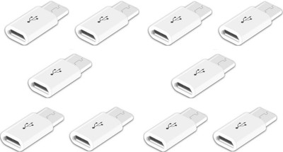 

ROQ Set of 10 Original Type-C Adaptor Convertor Micro USB to Type C Adapter USB C Type Cable USB Adapter(White)