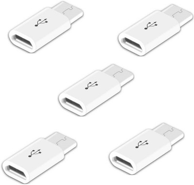 

ROQ Set of 5 Original Type-C Adaptor Convertor Micro USB to Type C Adapter USB Adapter(White)