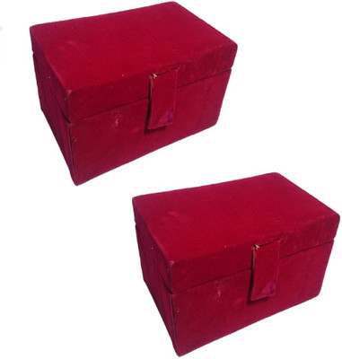 Addyz Pack of 2 Pieces 1 rod plain bangle bracelet box case Bangles Vanity Box(Red)
