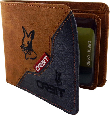 

Orbit Men Tan, Blue Genuine Leather Wallet(5 Card Slots), Blue;tan
