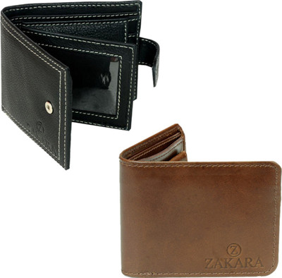 

Zakara Men Black, Brown Genuine Leather Wallet(4 Card Slots)