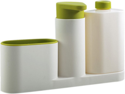 

Tuelip 3 Piece Sink Tidy Set With Refillable Soap Pump and Liquid Bottle 200 L Conditioner, Soap, Shampoo Dispenser For Bathroom White, Green) Washing Machine Soap Dispenser