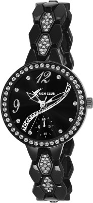 Rich Club RC-2272 Black Coloured With Diamond Cut Glass Watch  - For Girls   Watches  (Rich Club)