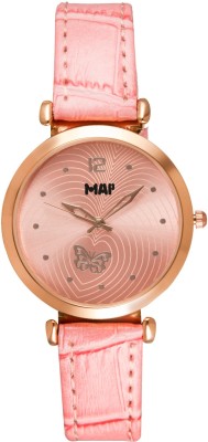 Map Genuine Leather Pink Color Designer Watch  - For Women   Watches  (Map)