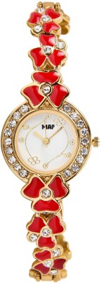 Map Srylish Designer Trendy Red Color Women Watch Trendy Diamond Watch  - For Women   Watches  (Map)