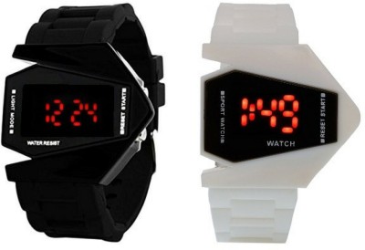 Maxi Retail Rocket LED Black+White Color Combo of 2 Watch  - For Boys & Girls   Watches  (Maxi Retail)