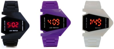 Orayan Airkraft Shape LED Black+Purple+White Color Combo of 3 Watch  - For Boys & Girls   Watches  (Orayan)