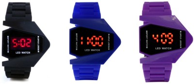 Nubela New Rocket LED Black, Blue And Purple Color Combo Of 3 Watch  - For Boys & Girls   Watches  (NUBELA)