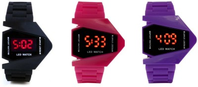 Nubela New Rocket LED Black, Pink And Purple Color Combo Of 3 Watch  - For Boys & Girls   Watches  (NUBELA)
