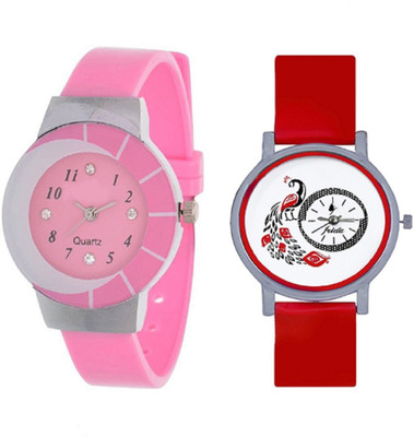 

Talgo New Arrival Red Robin Festival Season Special RRWCPKRD Multicolor Round Red Dial Red Rubber Strep And Pink Round Dial Pink Rubber Strep Combo Of 2 RRWCPKRD Watch - For Girls