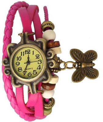 View PMAX Butterfly PINK Leather Vintage Watch  - For Women Wrist Watches Price Online(PMAX)