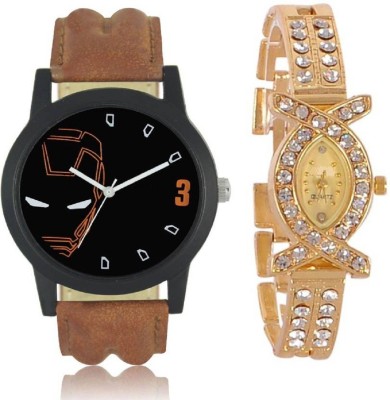Aaradhya Fashion Comb2 Brown & Gold Couple Analogue Watch  - For Couple   Watches  (Aaradhya Fashion)